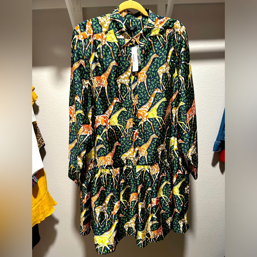 NWT - JCrew Giraffe drop waist dress size large